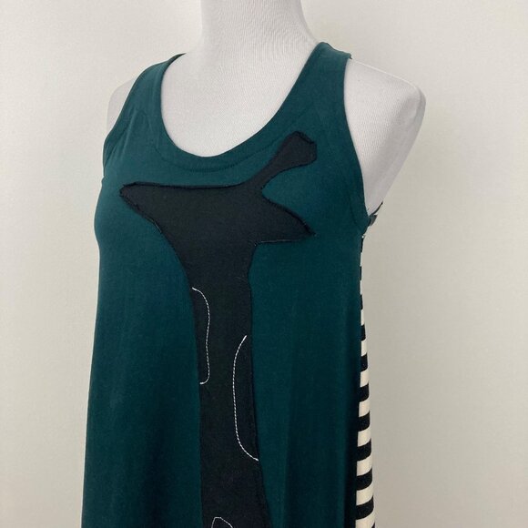 Heel Athens Lab Organic Cotton Giraffe Tank Dress Size S Sharkbite Hem Stripes - Picture 6 of 12